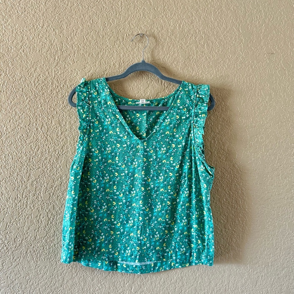 Floral Green Sleeveless Top